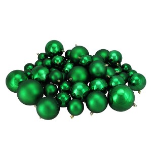 Northlight Shatterproof Christmas Ball Ornaments - 2.25" to 4" (100mm) - Green - 50ct - 1 of 4