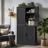 PexFix 31" Wooden Accent Cabinet Storage Modern Sideboard Buffet Cabinet with 2 Doors and Adjustable Shelf for Living Room Dining Room Entryway Black - 4 of 4