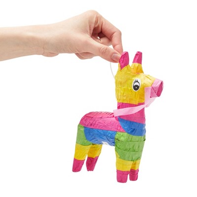 Mini Multicolor Tissue Paper Donkey Pinatas for Birthday Parties, 3 Pack