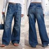 Clearlove Wide Leg Jeans for Women Mid Waist Baggy Stitch Decor Denim Washed Pants - 2 of 4