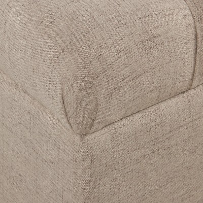 Tan Tufted Storage Ottoman Bench with Hinged Lid