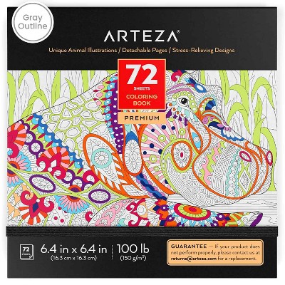 Arteza Adult Coloring Book, Animal Illustrations, 6.4"x6.4" - 72 sheets (ARTZ-8930)