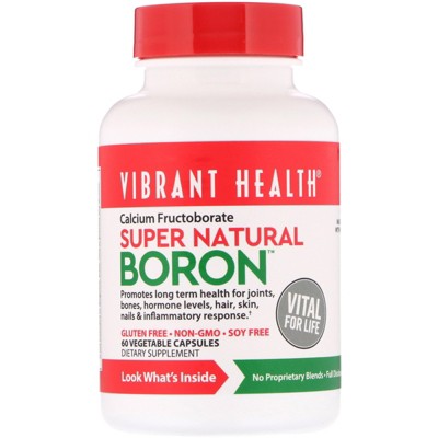 Vibrant Health Super Natural Boron, 60 Vegetable Capsules, Mineral Supplements