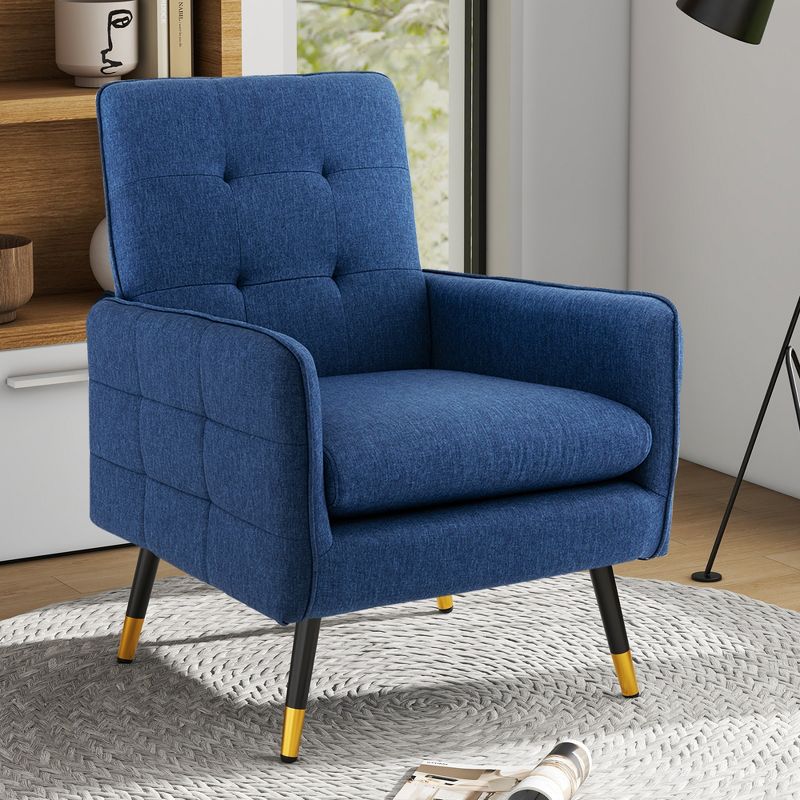Tangkula 2 Pieces Accent Chair Upholstered Armchair w/ Tufted Back & Metal Legs, 3 of 11