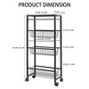 4 Tier Slim Storage Cart, Narrow Sliding Storage Shelf Rolling Utility Cart with 3 Pull-Out Baskets for Gap Spaces in Kitchen Bedroom Living Room - 2 of 4