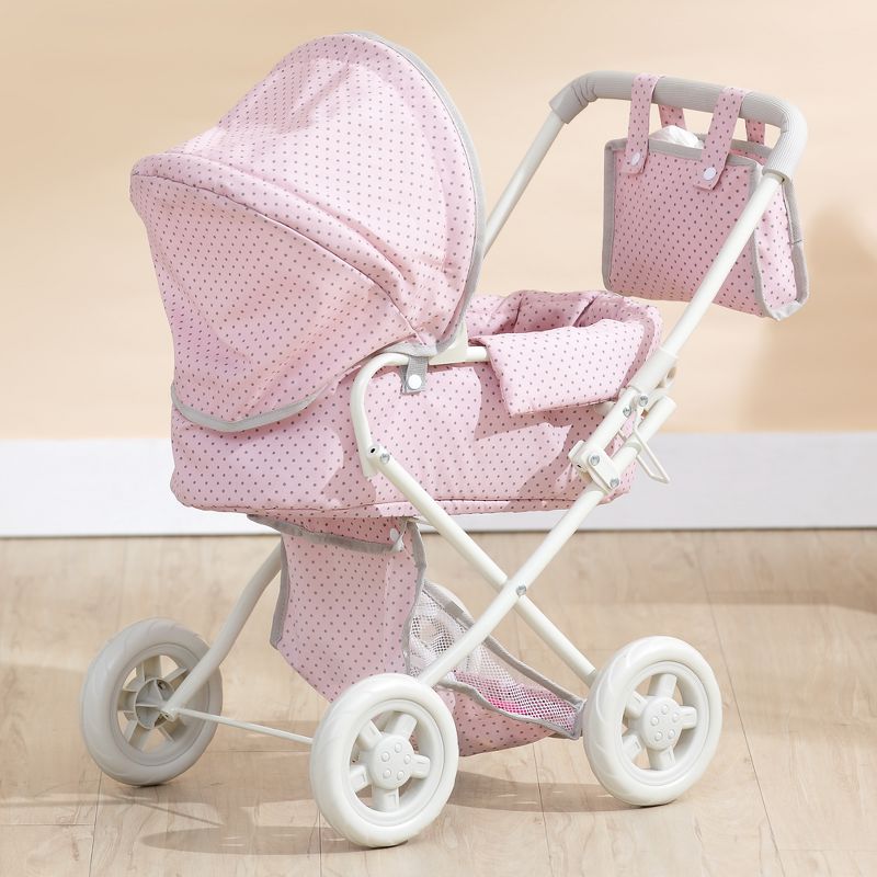 Olivia&#39;s Little World Buggy-Style Doll Pram with Canopy Pink/Gray, 3 of 14
