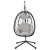 PAGED Indoor Outdoor PE Rattan Swing Chair with Cushion and Rust Resistant Frame,Egg Chair for Patio,Porch,Garden - 4 of 4