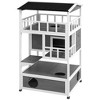 PawHut Wooden Outdoor Cat House, Feral Cat Shelter Kitten Tree with Asphalt Roof, Escape Doors, Condo, Jumping Platform - 4 of 4