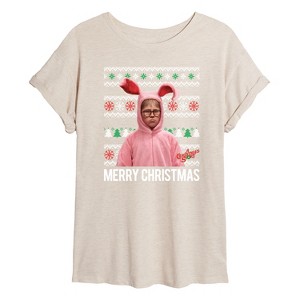 Women's - A Christmas Story - Merry Christmas Oversized Graphic T-Shirt - 1 of 4