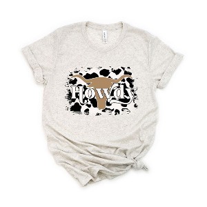 Simply Sage Market Women's Howdy With Cow Print Short Sleeve Graphic Tee - 1 of 2