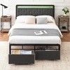 Bed Frame with LED Lights,Metal Platform Bed Frame with 2 Storage Drawers,Upholstered Bed Frame with Button Tufted Headboard - 2 of 4