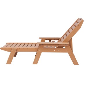 VEVOR Chaise Lounge Chair, 6 Positions Adjustable Patio Lounge Chair, Outdoor HDPE Lounge Chair with Backrest & Cup Holder, Brown - 1 of 4