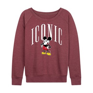 Women's - Disney - Iconic Mickey Lightweight French Terry Wide Neck Long Sleeve Shirt - 1 of 4