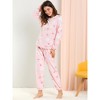 Allegra K Women's Winter Flannel Long Sleeve Nightwear Top and Pants Pajama Sets - 2 of 4