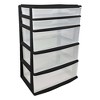 Homz Extra-Wide Plastic Storage and Organizer Tower with 5 Clear Drawers for Home, Office, Classroom, Craft, Art Supplies, Clothes, Black Frame - 3 of 4