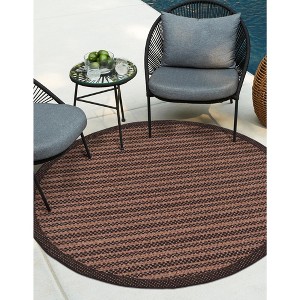 Unique Loom    Outdoor Border Checkered Area Rug - 1 of 4