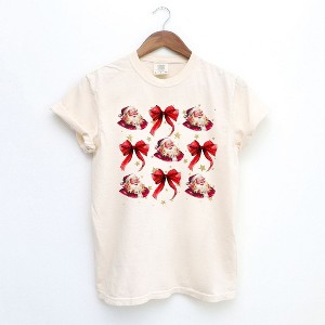 Simply Sage Market Women's Coquette Santa And Bow Chart Short Sleeve Garment Dyed Tee - 1 of 4