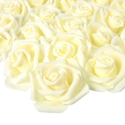 Juvale 100 Pack Ivory Artificial Rose Flower Heads, 3-inch Stemless ...