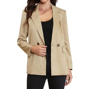 INSPIRE CHIC Women's Business Casual Notch Lapel Long Sleeve Double Breasted Oversized Blazer - 1 of 4