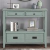 36-Inch Farmhouse Style Console Table with 4 Drawers, Green Buffet Cabinet with Storage Shelf, Sofa Table for Entryway, Hallway, Rustic Design - 2 of 4
