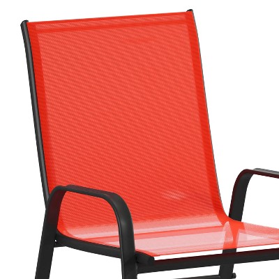 Set of 4 Sleek Black Outdoor Stack Chairs with Flex Comfort