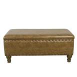 Large Storage Bench with Nailhead Trim Faux Leather Brown - HomePop