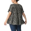 Agnes Orinda Women's Plus Size Polka Dots Casual Round Neck Flutter Sleeve Peplum Babydoll Blouses - 4 of 4