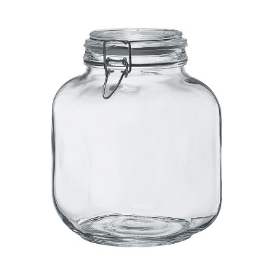 Amici Home Glass Hermetic Preserving Canning Jar Italian Made, Food Storage Jars with Airtight Clamp Seal Lids, Kitchen Canisters,108 oz.