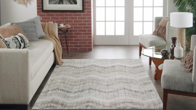 Ivory Multicolor 4' x 6' Abstract Synthetic Area Rug