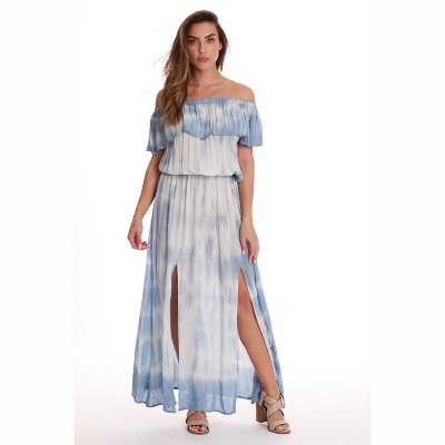 Riviera Sun Tie Dye Off Shoulder Maxi Sundress