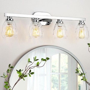Coucheta 4 & 5-Light Bathroom Vanity Light Collection - Chrome with Hammered Glass Shade, E26 Socket, Multiple Base Shapes for Multiple Rooms - 1 of 4