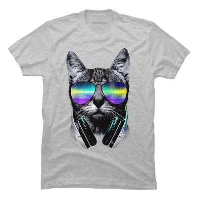 Men's Design By Humans Music Lover Cat By clingcling T-Shirt