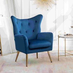CAVINAS Velvet Accent Chair with Mid-Height Tufted Backrest and Gold Metal Legs,Upholstered Living Room Chairs,Reading Chairs for Living Room - 1 of 4