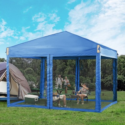 Aoodor 12' × 12' Pop Up Canopy Tent, Beach Tent with Removable Mesh Sidewalls, Portable Instant Shade Canopy with Roller Bag