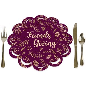 Big Dot of Happiness Elegant Thankful for Friends - Friendsgiving Thanksgiving Party Round Table Decorations - Paper Chargers - Place Setting For 12 - 1 of 4