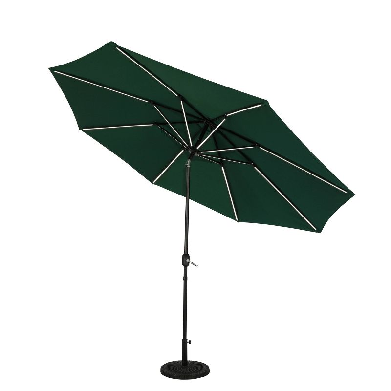 11&#39; x 11&#39; Calypso II Market Patio Umbrella with Solar LED Strip Lights Hunter Green - Island Umbrella, 3 of 18