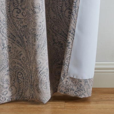 Gray Paisley Blackout Polyester Ground Length Curtain Panel