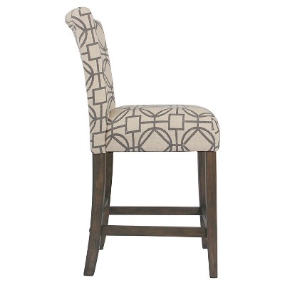Elegant Gray Lattice 24" Wooden Counter Height Barstool