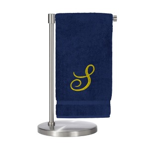 BC BARE COTTON Monogrammed Bath Towel, Personalized Gift, 27 x 54 inches - Set of 2 - Navy - Gold Script - 1 of 1