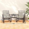 Outdoor Glider Chairs with Coffee Table, Patio 2-Seat Rocking Chair Swing with Breathable Sling for Backyard - 3 of 4