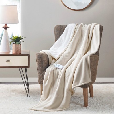 ETL certified 100% polyester Electric Blanket Solid Fleece to Faux-Shearling Heated Blanket