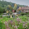 Sunnydaze Metallic Pinwheel Powder-Coated Iron Wind Spinner - 84.5” H - Silver and Gold - 2 of 4