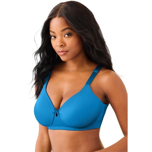 Comfort Choice Women s Plus Size Back smoothing Wireless T shirt Bra 40 C Pool Blue Target