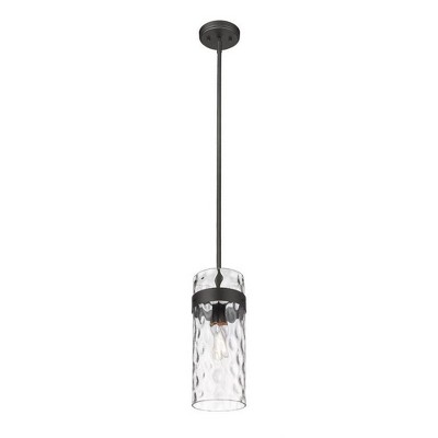 Fontaine Matte Black and Glass Indoor/Outdoor Pendant Light