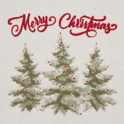 Natural Merry Christmas Trees Cotton Polyester Table Runner