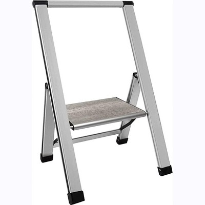 Step Ladder Modern - Beautiful Gray Wood - Silver & Black Aluminum - By ...