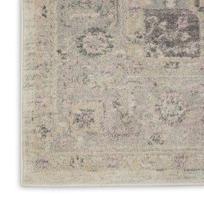 Ivory and Pink Synthetic Rectangular 9' x 12' Area Rug
