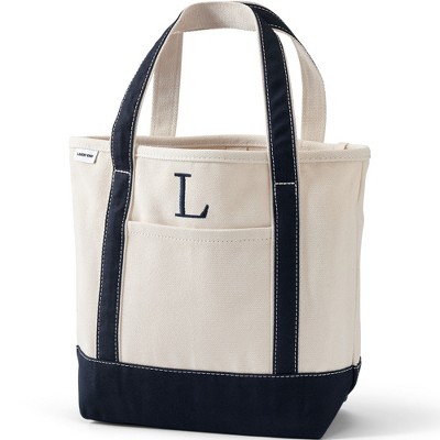 Lands' End Pre-Monogrammed Letter L Canvas Tote Bag - - Natural