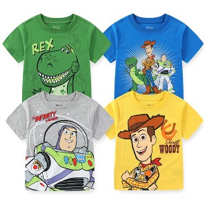 Disney Toy Story Woody, Buzz and Rex Boys Short Sleeve T-Shirt 4 Pack for Toddler and Little Kids Multi-Color - Sizes: 3T - 7 - 1 of 4