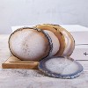Luxury Lane Set of 4 Large Natural Brazilian Agate Slice Geode Rock Stone Drink Coasters with Wood Holder - 4 of 4